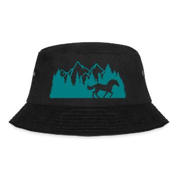 Wald Berge Natur Pferd - Bucket Hat - Schwarz - Vorne - Lela (165cm)