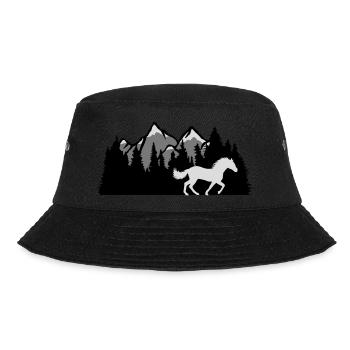 Berge Wald Natur Pferd - Bucket Hat - Schwarz - Vorne - Lela (165cm)