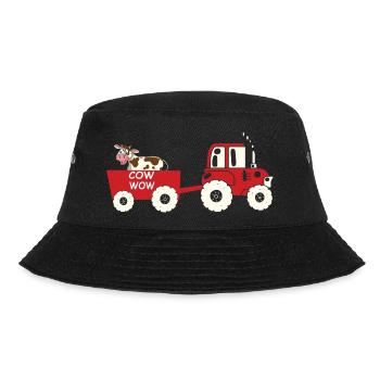 Lustiger Kuh-Traktor Cartoon Design - Bucket Hat - Schwarz - Vorne - Lela (165cm)