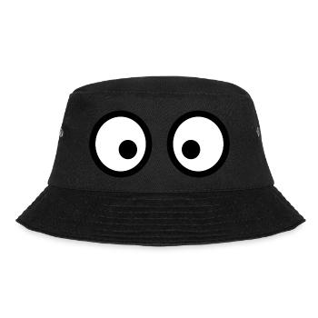 Lustige Cartoon-Augen: Verspielt und ausdrucksstark - Bucket Hat - Schwarz - Vorne - Lela (165cm)