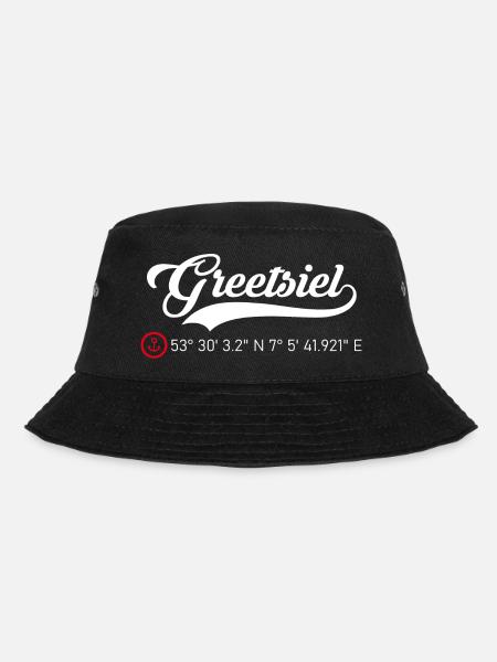Greetsiel Koordinaten - Bucket Hat - Schwarz