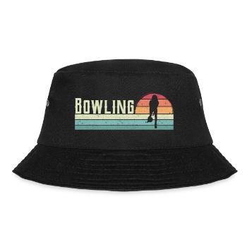 Bowler Bowling Sport Retro Vintage - Bucket Hat - black - Front - Lela (165cm)