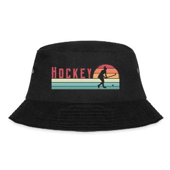 Hockey Damen Frauen Sport Retro Vintage - Bucket Hat - Schwarz - Vorne - Lela (165cm)
