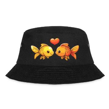 Goldfische Paar Fische Verliebt Tier Valentinstag - Bucket Hat - Schwarz - Vorne - Lela (165cm)