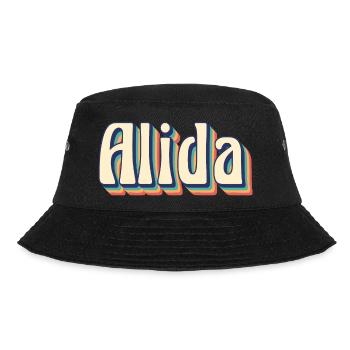 Alida T-Shirt Retro Vintage T-Shirt Geschenkidee - Bucket Hat - Schwarz - Vorne - Lela (165cm)