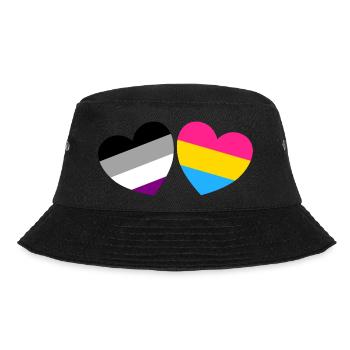Asexuelle panromantische Herzen - Bucket Hat - Schwarz - Vorne - Lela (165cm)