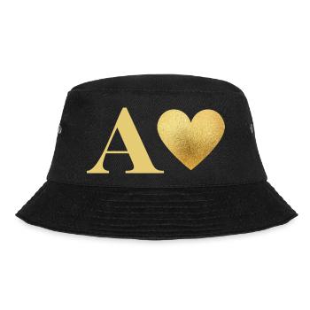 Brief mit goldenem Herz - Bucket Hat - Schwarz - Vorne - Lela (165cm)