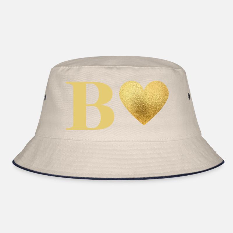 Letter b Golden Heart Bucket Hat