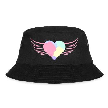 Pastellfarbenes Herz mit Flügeln - ApriNoeScor - Bucket Hat - Schwarz - Vorne - Lela (165cm)