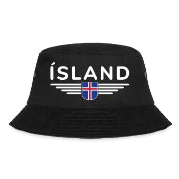 I Love Iceland Design T-Shirt Outfit - Bucket Hat - black - Front - Lela (165cm)