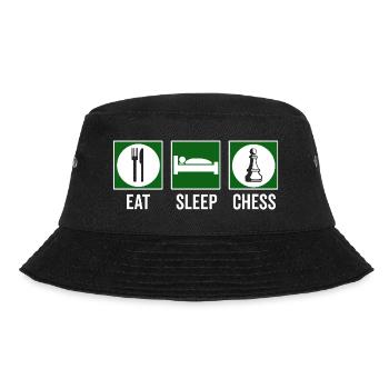 Eat Sleep Chess Schach Spruch Zitat - Bucket Hat - Schwarz - Vorne - Lela (165cm)