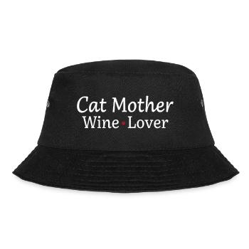 Cat Mother – Wein, Liebe & Katzenhumor - Bucket Hat - Schwarz - Vorne - Lela (165cm)