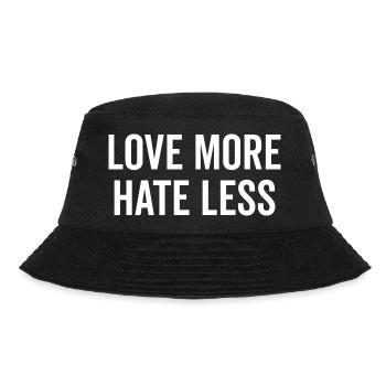 Mehr lieben Weniger hassen - Bucket Hat - Schwarz - Vorne - Lela (165cm)