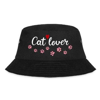 Feline Love Pink and Red Heart - Bucket Hat - black - Front - Lela (165cm)