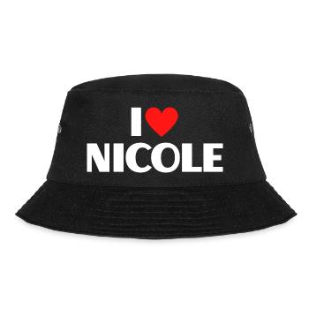 I love Nicole Rotes Herz Romantischer Name Fan - Bucket Hat - Schwarz - Vorne - Lela (165cm)