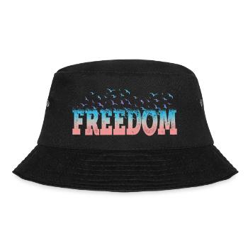Freedom Freiheit Schrift Bunt Vögel Vintage Retro - Bucket Hat - Schwarz - Vorne - Lela (165cm)