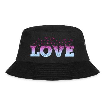 Liebe Love Herz Vögel Romantisch Ich Liebe Dich - Bucket Hat - Schwarz - Vorne - Lela (165cm)