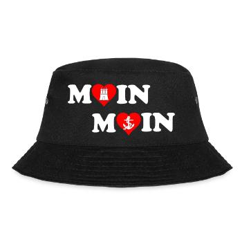 Moin Moin Heart for Hamburg - Bucket Hat - black - Front - Lela (165cm)