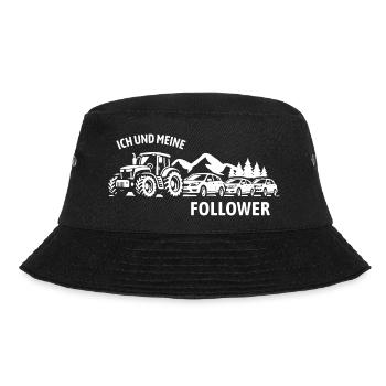 Ich und meine Follower - Traktor - Stau - Bucket Hat - Schwarz - Vorne - Lela (165cm)