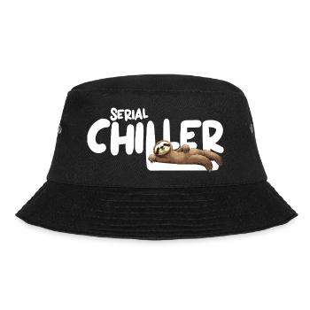 Faultier Serial Chiller – Lustiges Sloth Tee - Bucket Hat - Schwarz - Vorne - Lela (165cm)