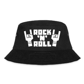 Rock'N'Roll Retro Logo with Finger Horns - Bucket Hat - black - Front - Lela (165cm)