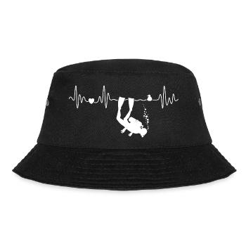 Taucher im Meer Mit Möwe Herzschlag Tauchen - Bucket Hat - Schwarz - Vorne