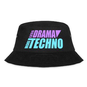 Less drama more techno Spruch Party Rave Logo Text - Bucket Hat - Schwarz - Vorne