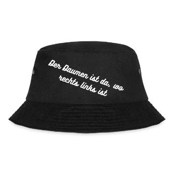 HN Diagonaler Script-Spruch  - Bucket Hat - Schwarz - Vorne