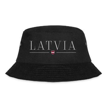 Lettland T-Shirt: Baltische Eleganz - Bucket Hat - Schwarz - Vorne - Lela (165cm)