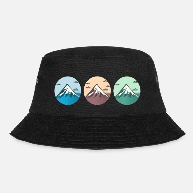 Mountain Landscape Geometric Art - Bucket Hat - black