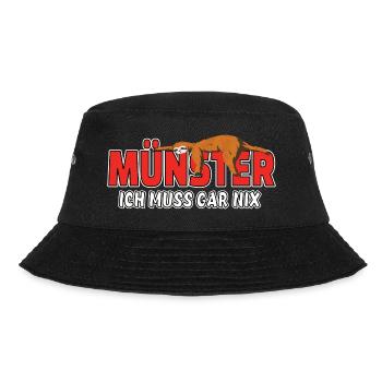 Münster ich muss gar nix Faultier Heimat - Bucket Hat - Schwarz - Vorne - Lela (165cm)