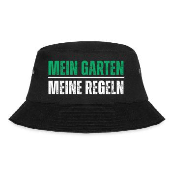 Mein Garten, meine Regeln. Lustiger Natur Spruch - Bucket Hat - Schwarz - Vorne - Lela (165cm)