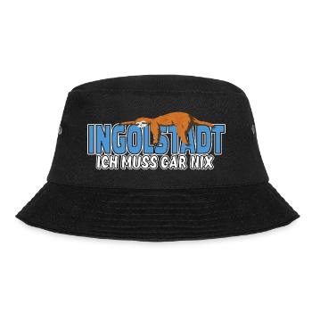 Ingolstadt ich muss gar nix Faultier Heimat - Bucket Hat - Schwarz - Vorne - Lela (165cm)