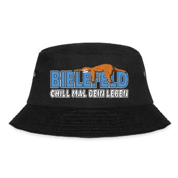 Bielefeld chill mal dein Leben Faultier Heimat - Bucket Hat - Schwarz - Vorne - Lela (165cm)