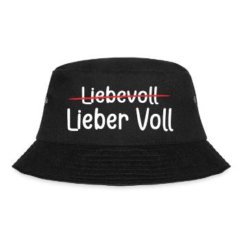 Geschenk - Party - Lieber voll als liebevoll - Bucket Hat - Schwarz - Vorne - Lela (165cm)