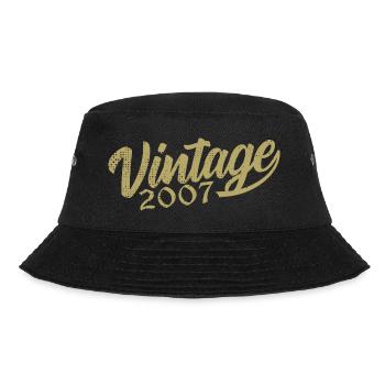 2007 Jahrgang 2007 Retro 2007 Geburtstagsgeschenk - Bucket Hat - Schwarz - Vorne - Lela (165cm)