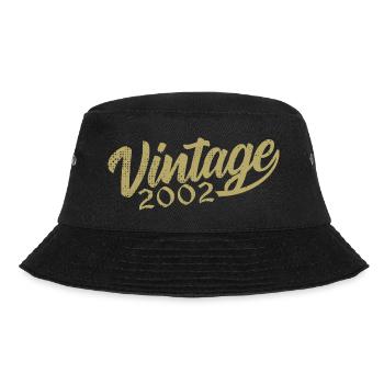 2002 Jahrgang 2002 Retro 2002 Geburtstagsgeschenk - Bucket Hat - Schwarz - Vorne - Lela (165cm)