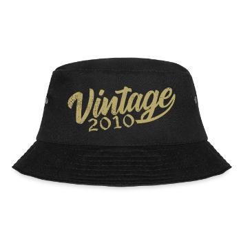 2010 Jahrgang 2010 Retro 2010 Geburtstagsgeschenk - Bucket Hat - Schwarz - Vorne - Lela (165cm)
