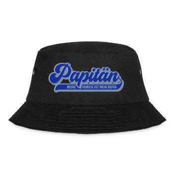 Farben änderbar | Papitän Papa Kapitän Vatertag - Bucket Hat - Schwarz - Vorne - Lela (165cm)
