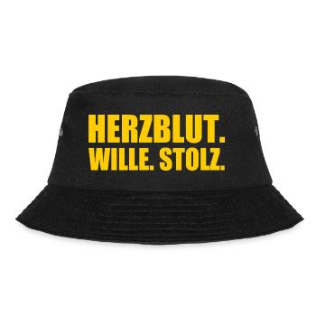 Herzblut wille stolz - Bucket Hat - Schwarz - Vorne - Lela (165cm)