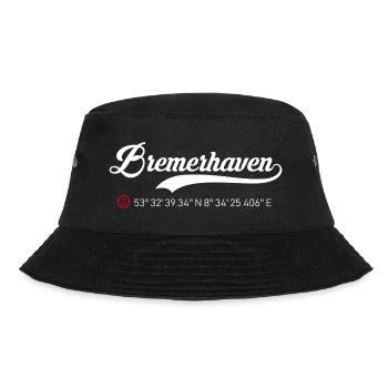 Bremerhaven Koordinaten - Bucket Hat - Schwarz - Vorne - Lela (165cm)