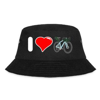 I Love Bike Packing Ich liebe Fahrradreisen - Bucket Hat - Schwarz - Vorne - Lela (165cm)