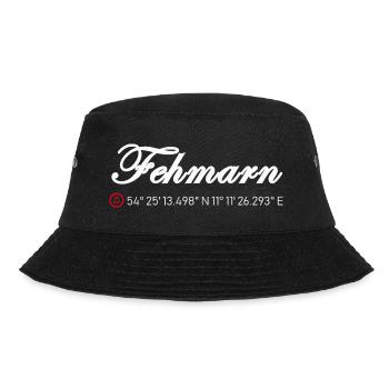 Fehmarn Koordinaten - Bucket Hat - Schwarz - Vorne - Lela (165cm)