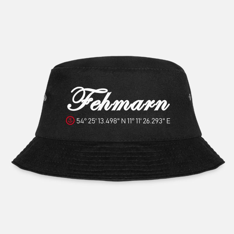 Fehmarn Koordinaten - Bucket Hat - Schwarz