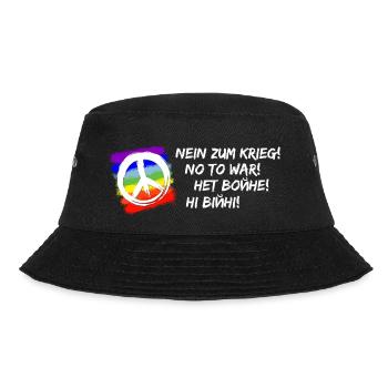 NEIN ZUM KRIEG! NO TO WAR! НЕТ ВОЙНЕ! НІ ВІЙНІ! - Bucket Hat - Schwarz - Vorne - Lela (165cm)