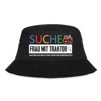 Landwirt Shirt-Frau mit Traktor - Bucket Hat - Schwarz - Vorne - Lela (165cm)