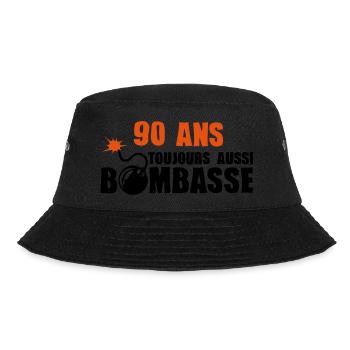 90 Jahre bombasse Jubiläum - Bucket Hat - Schwarz - Vorne - Lela (165cm)