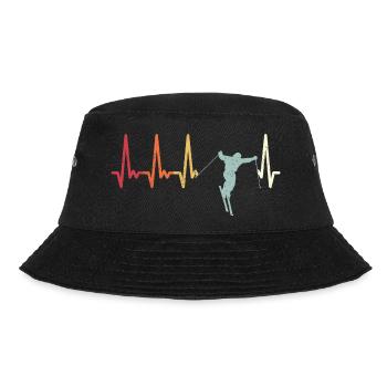 Retro Skifahrer Herzschlag Ski Rhythmus Skifahren - Bucket Hat - Schwarz - Vorne - Lela (165cm)