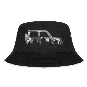 Geländewagen im Wald mit Camouflage - Bucket Hat - Schwarz - Vorne - Lela (165cm)