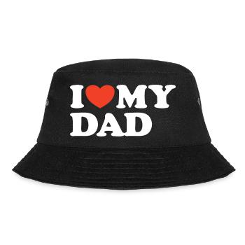 I love my Dad Herz Shirt - Bucket Hat - Schwarz - Vorne - Lela (165cm)